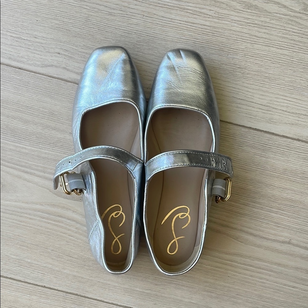 Sam Edelman Leather Silver Mikaela Mary Jane flats